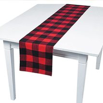 Red and Black Checkered Buffalo Plaid Gingham Fabric Table Runner, Seaso... - £12.73 GBP