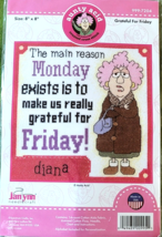 Janlynn Aunty Acid Grateful for Friday Counted Cross Stitch Kit 8 x 8 Ne... - $5.93