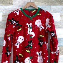 Disney Mickey Mouse Christmas Fleece Union Suit Pajamas Red Cozy Womens ... - £19.41 GBP