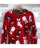 Disney Mickey Mouse Christmas Fleece Union Suit Pajamas Red Cozy Womens ... - £19.46 GBP