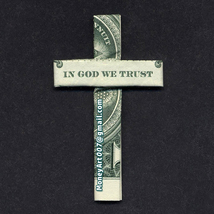 Dollar Origami HOLY CROSS Made with REAL MONEY Handmade Cash - $9.95
