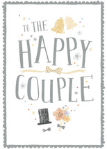 Wedding Card To The Happy Couple with Envelope Bells Flowers &amp; Top Hat Design - £2.11 GBP