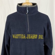 Vintage Nautica Jeans Co Spell Out Fleece 1/4 Zip Pullover Jacket Men&#39;s XL Blue - £16.51 GBP
