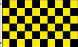 Black &amp; Yellow Checkered Flag, 3&#39;x5&#39; - £3.85 GBP