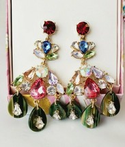 R.H. Macy & Co. Boxed Earrings Post Back Dangle Gemstones Red Pink Green #2 - $17.79