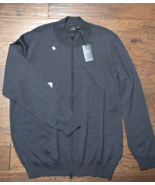 Hugo Boss 208 $ Pull Zippé Slim Fit En Laine Vierge Grise Foncée 2XL - $79.17