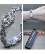 Women Wrist Watch Silver Plated Marcasites Stones Bracelet with Gift Box... - $26.99