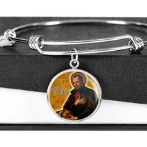 St. Camillus Catholic Saint Circle Pendant Bangle Stainless Steel or 18k Gold 1 - £37.92 GBP+