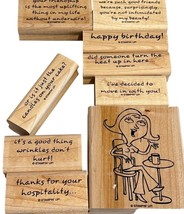 Stampin Up! Sassy Suzie Rubber Stamp Set Of 8 Wood-Mounted Sentiments &amp; Cartoon - $9.60