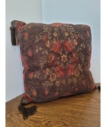 Floral Brown Red Beaded Tassels Throw Pillow  18 X 18 Inches - $33.20