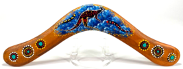 Authentic Hand Painted Australian Boomerang Kangaroo 16” Wood Art-Eddy H... - $26.25