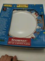 4 NEW in box Debbie Mumm  SNOWMAN 10 7/8&quot;  Dinner Plates NIP - £23.90 GBP