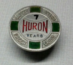 1930&#39;s SAFETY AWARD GREEN CROSS HURON AREA  7 YEARS ENAMEL PIN BADGE MEDAL - £36.04 GBP