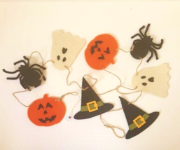 Bethany Lowe Halloween &quot;Felt Spider, Pumpkin, Witch Hat Garland&quot; - £15.94 GBP