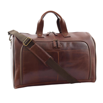 DR292 Genuine Leather Travel Holdall Overnight Bag Brown - £153.09 GBP