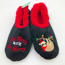 Snoozies Men&#39;s Slippers Eat Sleep &amp; Be Merry Large 11/12 Black - $12.86