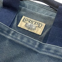 Vtg Lands End Square Rigger Denim Heavy Canvas Laptop Messenger Bag - £35.97 GBP