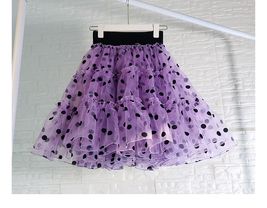 Women Polka Dot Tulle Skirt A-line Puffy Knee Length Tulle Midi Skirt Outfit image 7