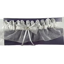 Wedding Garter White Bridal Lace with Organza Bow Cathy&#39;s Concepts Boxed... - £15.26 GBP