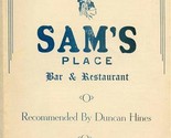 Sam&#39;s Place Bar &amp; Restaurant Menu Reynosa Mexico 1940&#39;s-1950&#39;s - $57.42