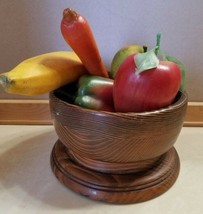 Handmade Wood Bowl, Realistic Artificial Fruit and Vegetables 5 pieces - £12.67 GBP