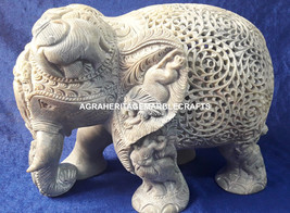 8&quot; Exclusive Marble Elephant Statue Unique Beautiful Bedroom Gift Decor ... - $597.66