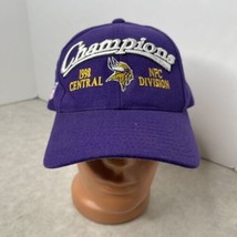 Vtg 1998 MN Vikings Hat Cap Snap Back Purple Champions Central NFL Football - $13.06