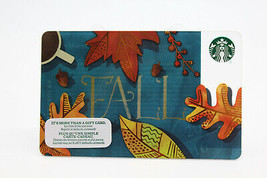 Starbucks Coffee 2015 Gift Card FALL Autumn Leaves Blue Mug Cup Zero Balance - £9.04 GBP