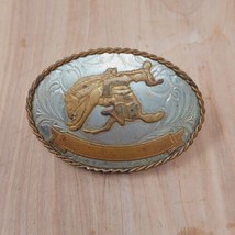 Vtg Western Belt Buckle Bucking Bronco Rodeo Steer German Silver - £41.98 GBP