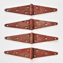 LOT antique 4pc BARN DOOR STRAP HINGES lancaster pa AMISH FARM old red p... - £98.88 GBP