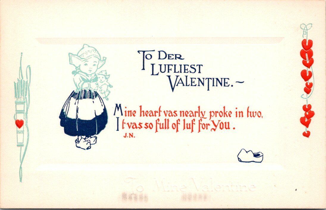 Primary image for Vintage Gibson Lines Valentines Day Post Card "Der Luftiest Valentine" Embossed