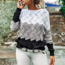 Women Color Block Winter Jumpers Pullover Sweater - £8.83 GBP