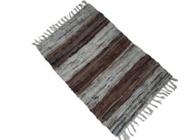 Leather Hearth Rug for Fireplace Fireproof Mat BEIGE BROWN Lines - £143.85 GBP