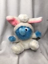 Vintage Easter Smurf Plush 1983 WALLACE &amp; BERRIE Papa Smurfette Brainy G... - $12.86