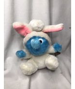 Vintage Easter Smurf Plush 1983 WALLACE &amp; BERRIE Papa Smurfette Brainy G... - £10.11 GBP
