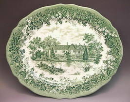 Rare Ightham Mote Merrie England J&amp;G Meakin Green Platter Vanity Tray Porcelain - £29.41 GBP