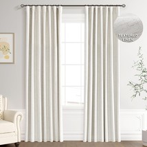 Joywell Linen 100% Blackout Curtains 96 Inches, 2 Panels,52 X 96,Natural Beige - £47.07 GBP