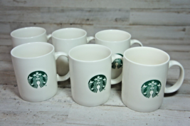 Lot of 6 Matching Starbucks Logo Emblem 12 oz Coffee Mug Set - White - 2016 - £54.49 GBP