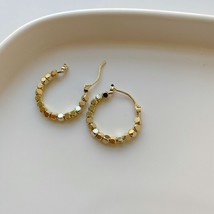 2021 Vintage Gold Color Metal Ball Hoop Earrings Korean Style Hollow Out Stateme - £7.62 GBP
