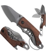 Small 5.7’’ Pocket Knife Folding Knife Sharp Knife w Bottle Opener Wood ... - $13.08
