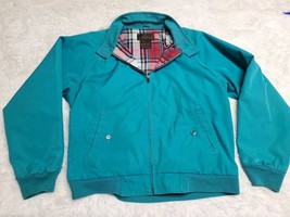 Vtg Eddie Bauer Men&#39;s Jacket Green Plaid Lined Full Zipper Pockets L Coat Jacket - $18.15