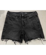 Old Navy Jean Shorts Womens 12 OG Straight Black Denim Distressed Raw He... - €9,39 EUR