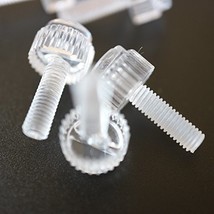 Pack of 60 Transparent Clear Plastic Acrylic Thumbscrews, slotted+knurle... - £14.75 GBP