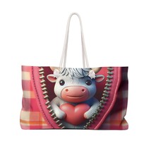 Personalised/Non-Personalised Weekender Bag, Cute Highland Cow, Valentines Day,  - £39.08 GBP