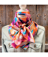 Purple Orange Floral Pattern Printed Western Southwestern Wild Rag Scarf... - $545.68 MXN