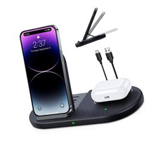 Wireless Charging Station, 2 in 1 Wireless Charger for 14 - £77.66 GBP