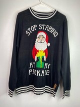 Tipsy Elves Christmas Sweater Size L Long Slv Santa Stop Staring Package Funny - £10.79 GBP