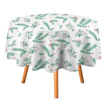 Christmas Leaf Tablecloth Round Kitchen Dining for Table Cover Decor Home - £12.78 GBP+