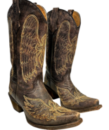 Corral Girl&#39;s A1028 Wing and Cross Western Boot Brown/Gold size 3 - $52.10 CAD