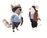 Pirate Mouse and Raccoon Wooly Ornaments Set of 2 - £9.94 GBP